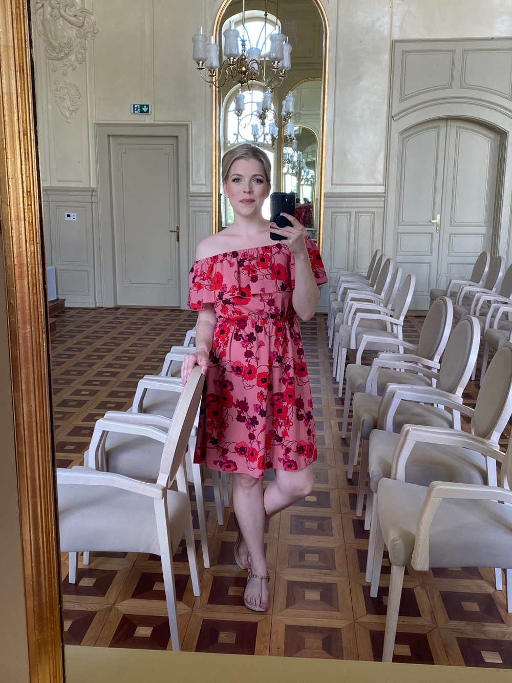 Wilfred Pink Floral One-Shoulder Dress